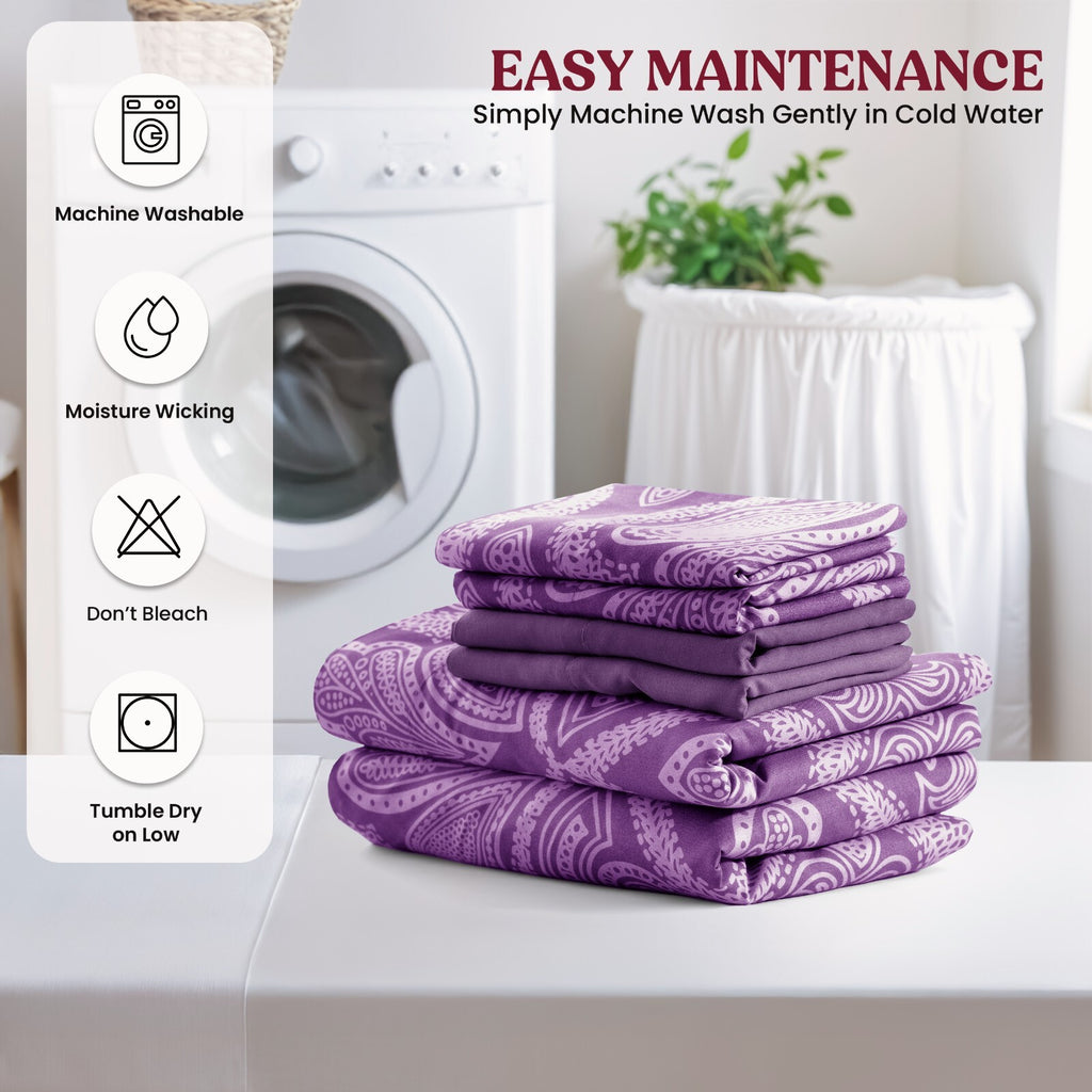 Luxury 1800 Series Microfiber Bed Sheet Set – 6 Piece Deep Pocket Paisley