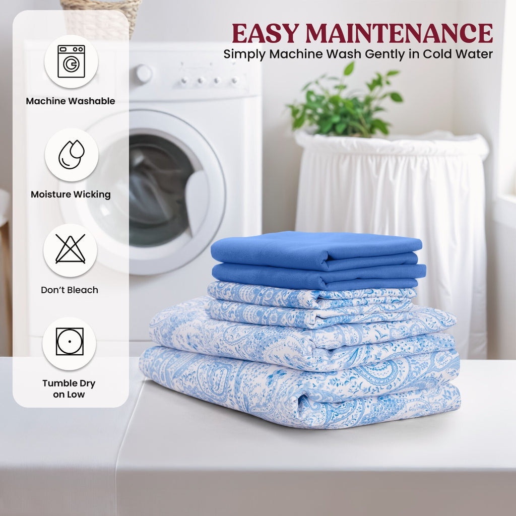 Luxury 1800 Series Microfiber Bed Sheet Set – 6 Piece Deep Pocket Paisley