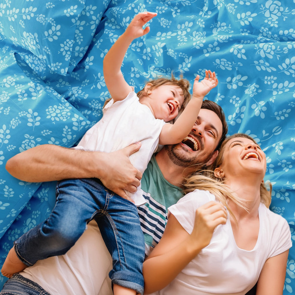 Twin Size Floral Microfiber Bed Sheet Set – 3 Piece, Deep Pocket, Blue