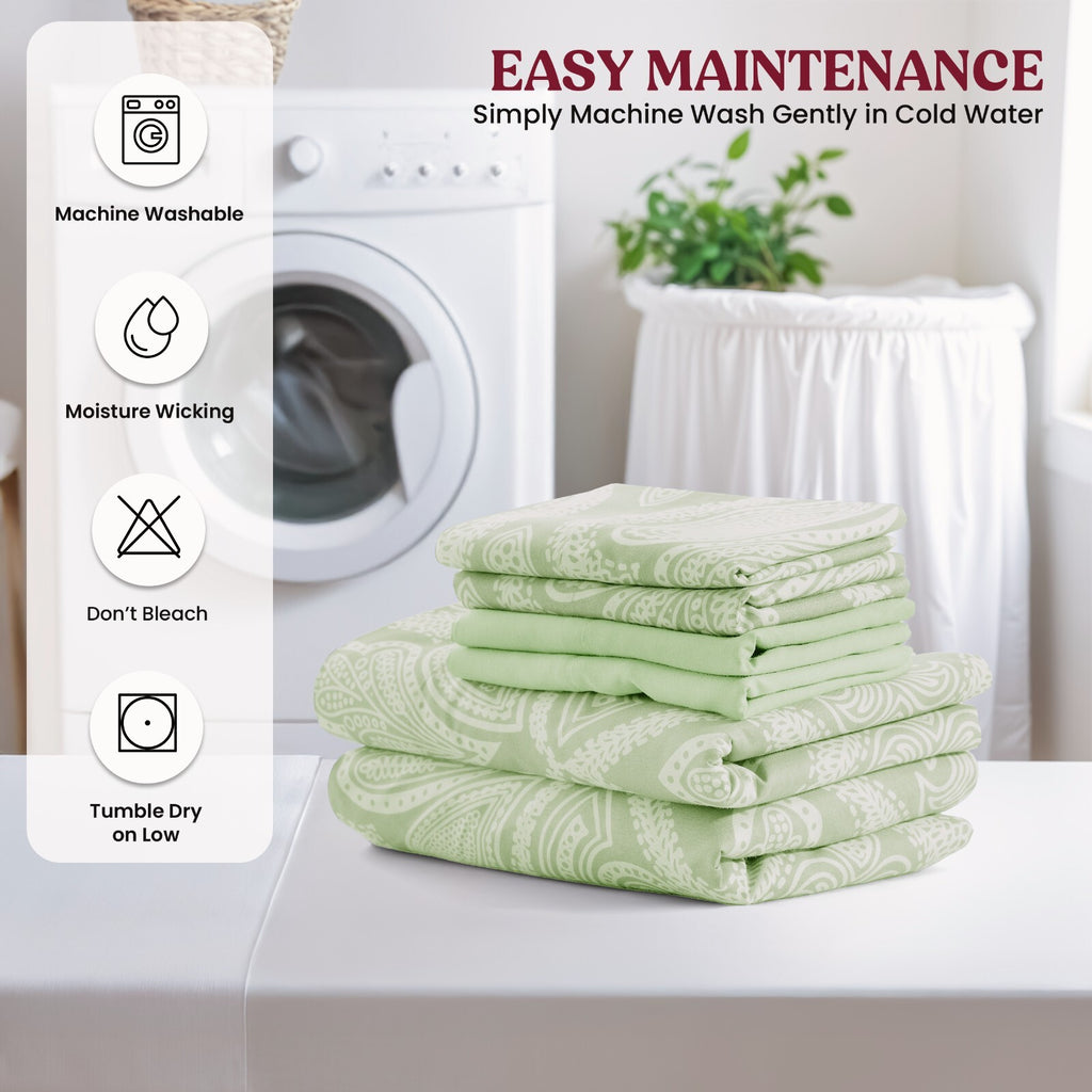 Luxury 1800 Series Microfiber Bed Sheet Set – 6 Piece Deep Pocket Paisley