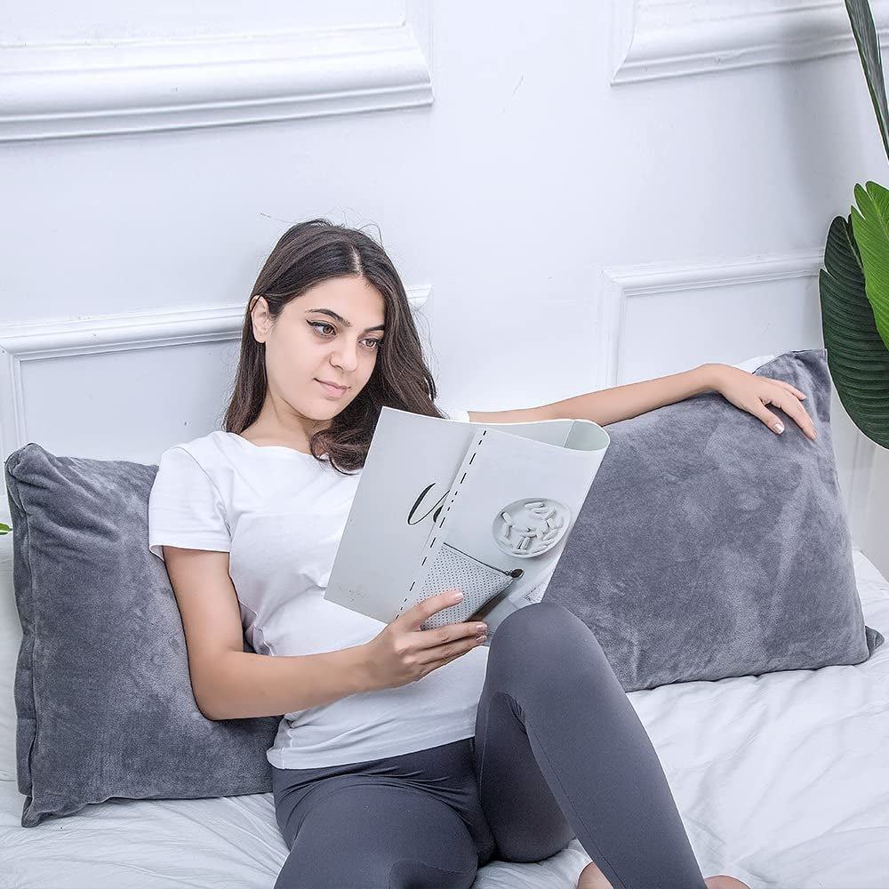 Full Body Pillow for Side Sleepers – Long Support Pillow with Velvet Cover, 20" x 54", Dark Grey
