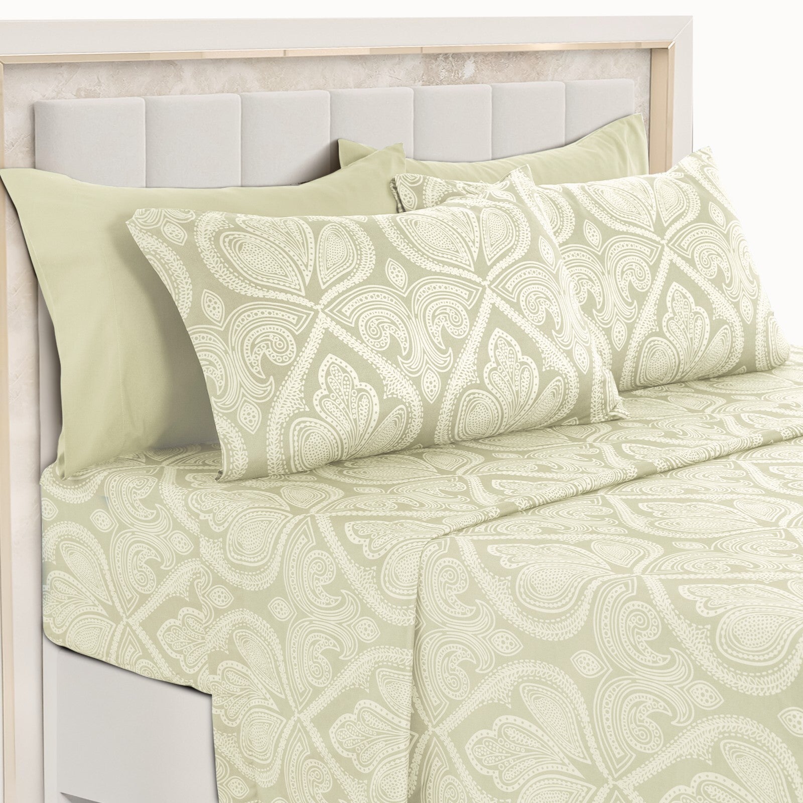 Luxury 1800 Series Microfiber Bed Sheet Set – 6 Piece Deep Pocket Paisley