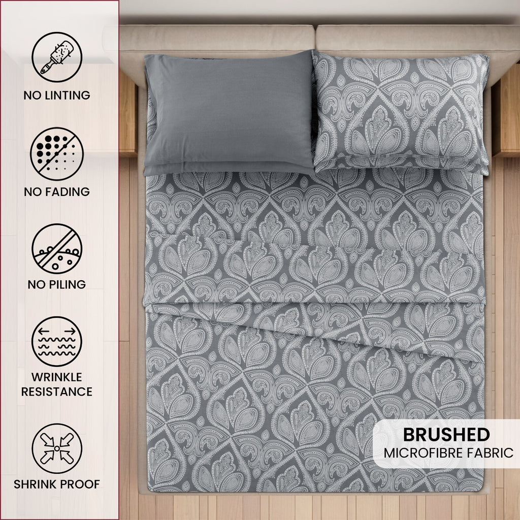 Luxury 1800 Series Microfiber Bed Sheet Set – 6 Piece Deep Pocket Paisley