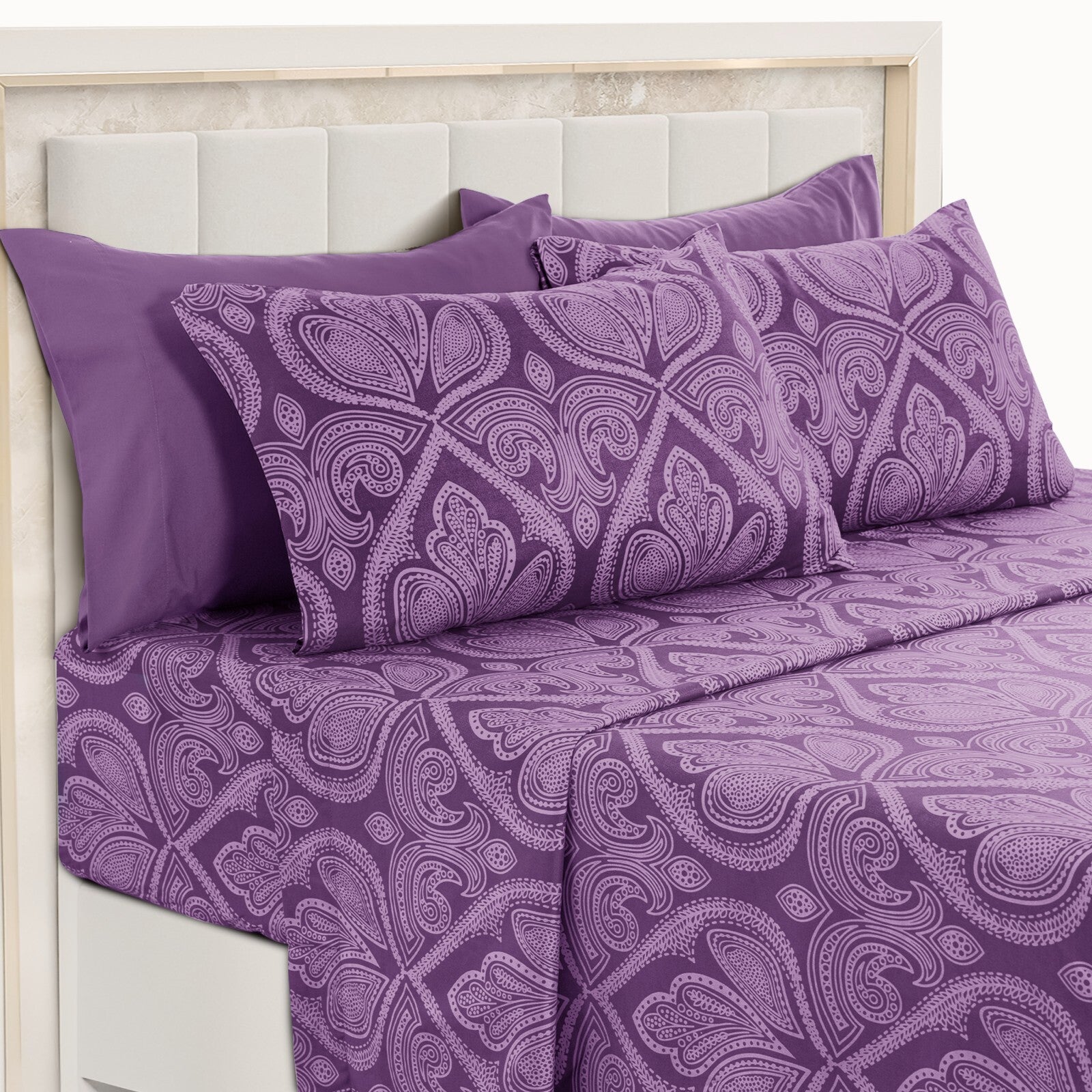 Luxury 1800 Series Microfiber Bed Sheet Set – 6 Piece Deep Pocket Paisley