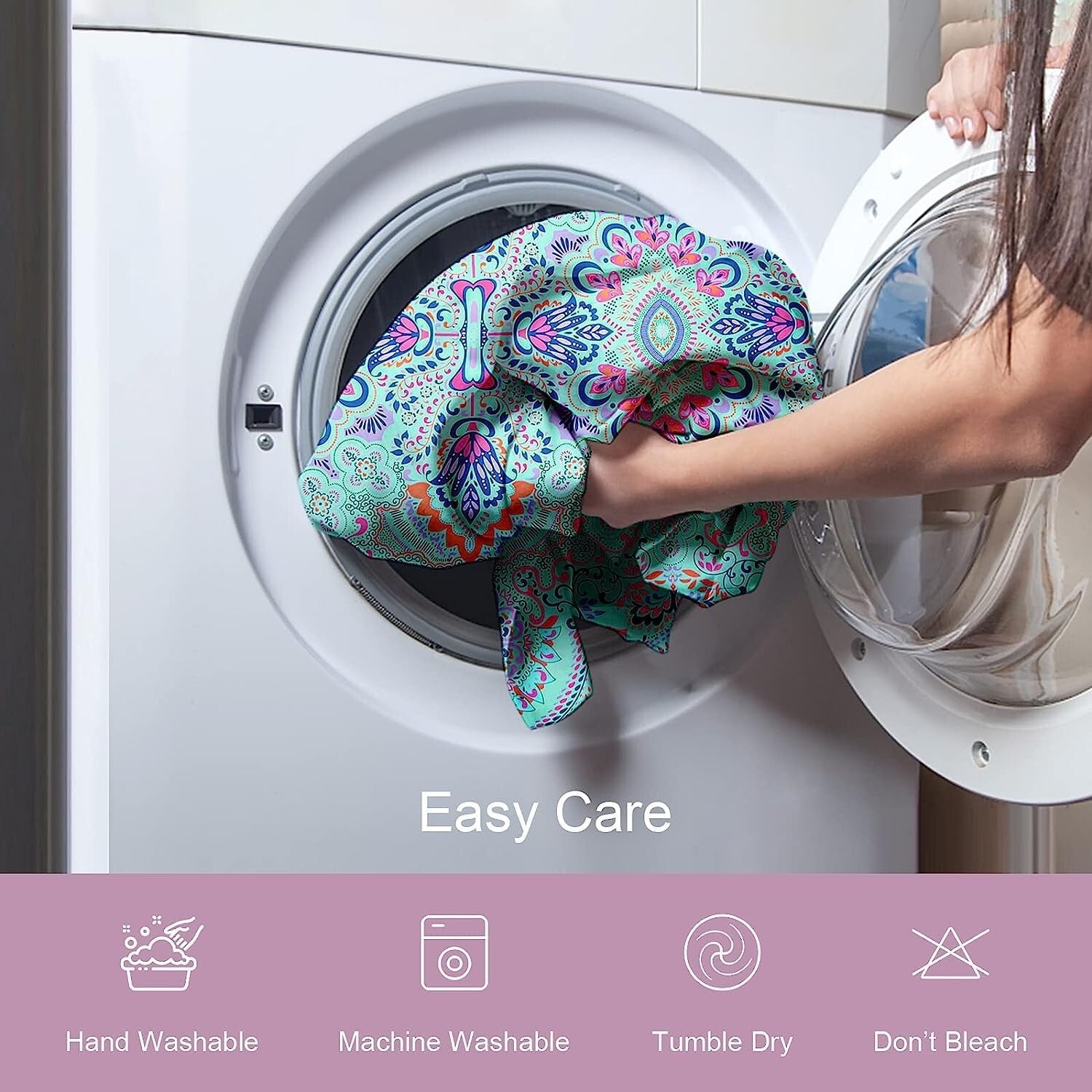 Twin 5-Piece Comforter Set – Boho Aqua & Lilac Damask, Bed-in-a-Bag, Includes Sheets & Shams