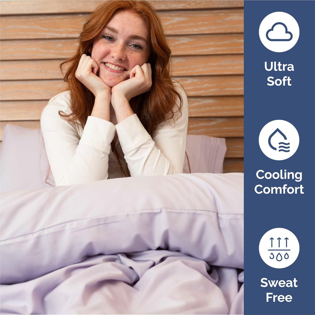 4-Piece Full Size Bed Sheet Set – Soft, Cooling, Deep Pocket, Light Lavender