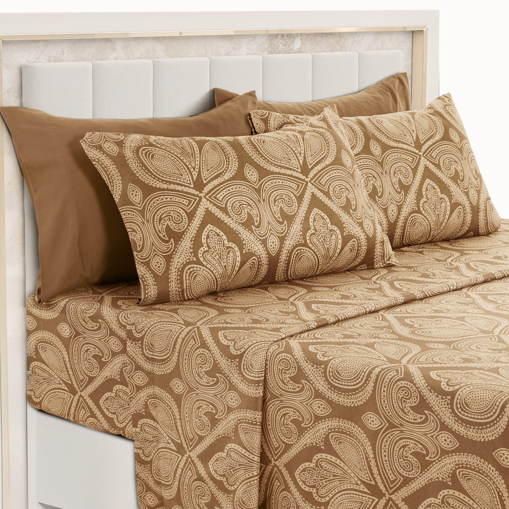 Luxury 1800 Series Microfiber Bed Sheet Set – 6 Piece Deep Pocket Paisley