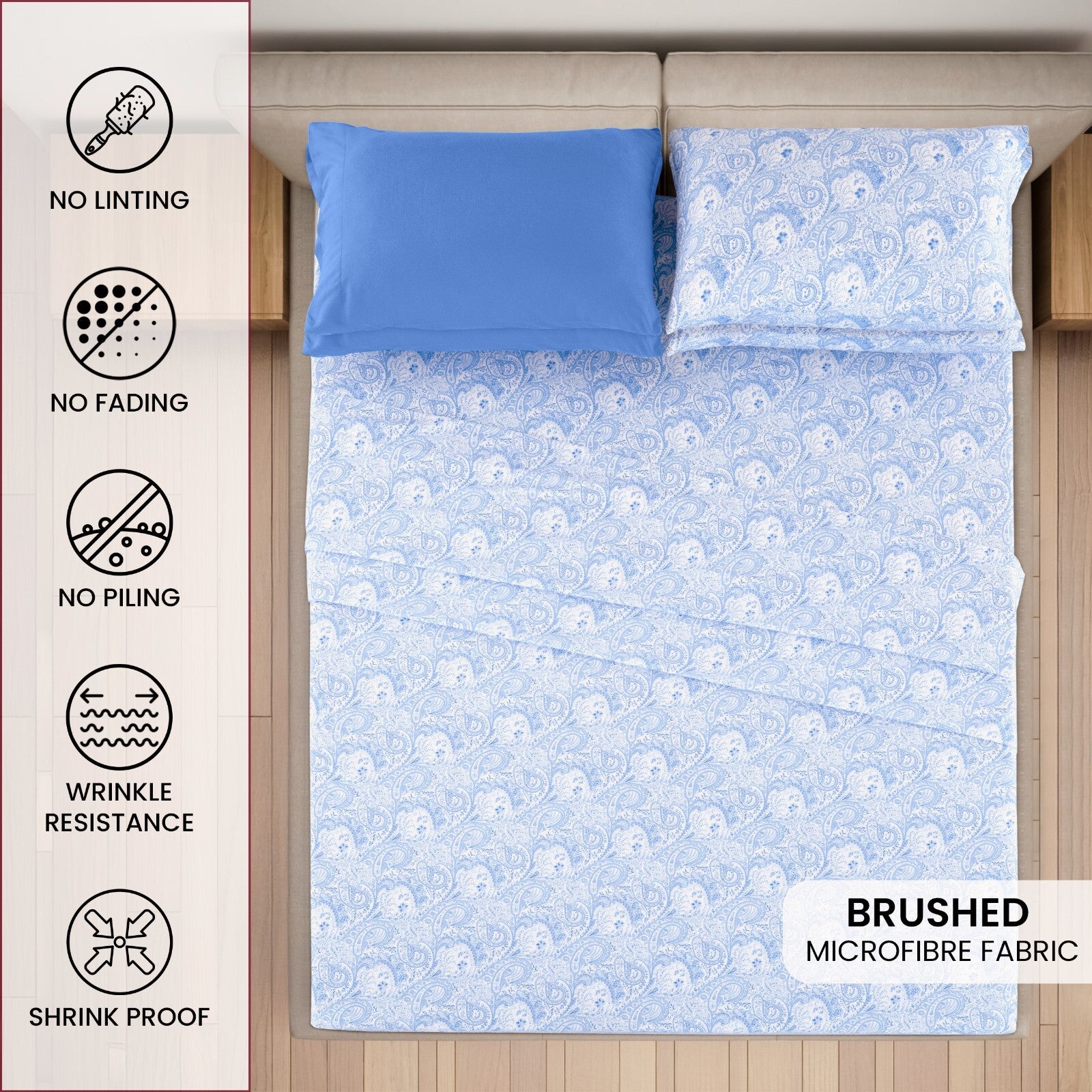 Luxury 1800 Series Microfiber Bed Sheet Set – 6 Piece Deep Pocket Paisley