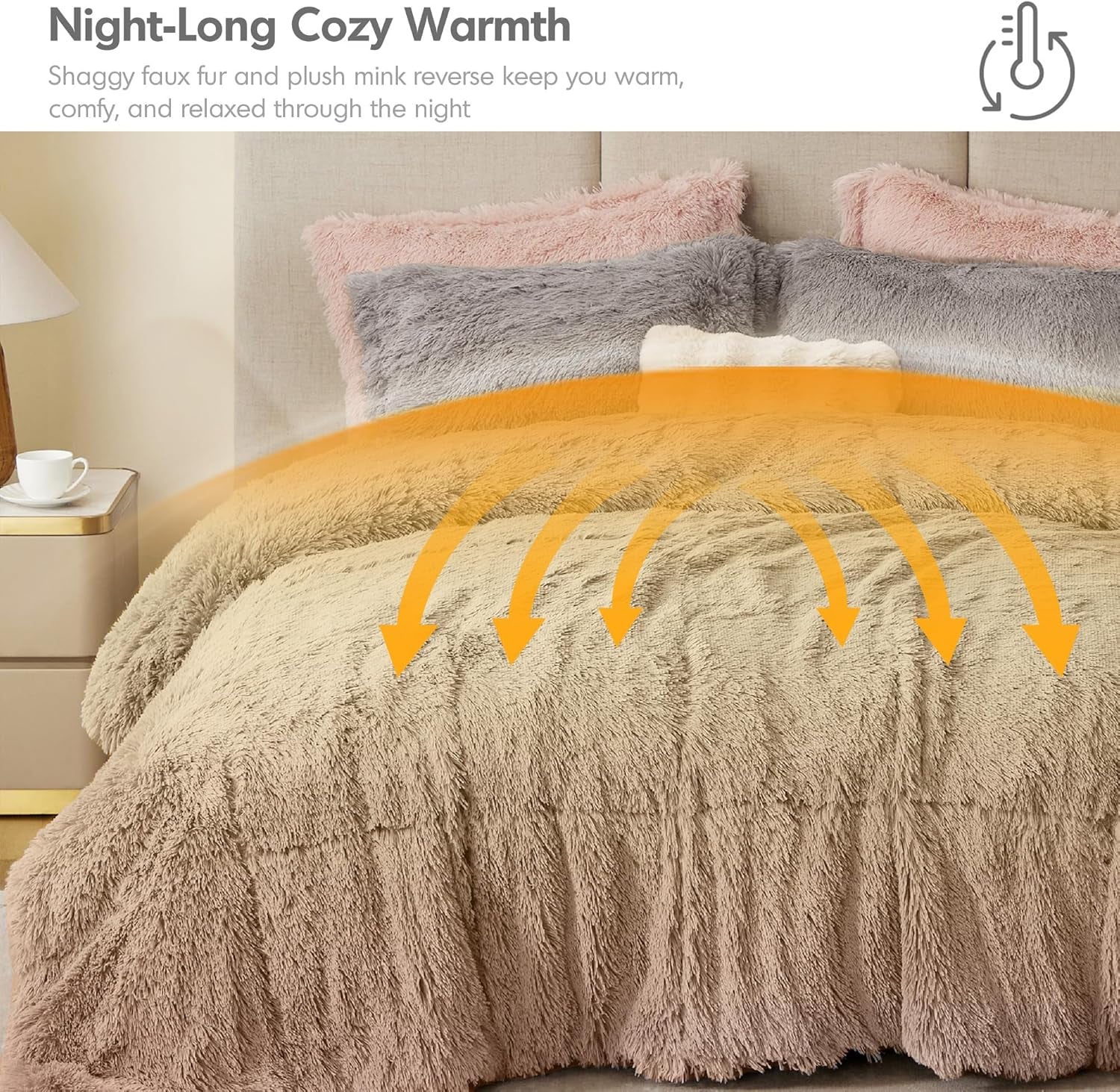 Shaggy Faux Fur Comforter Set – King/Cal King, 3-Piece Ultra Cozy Bedding