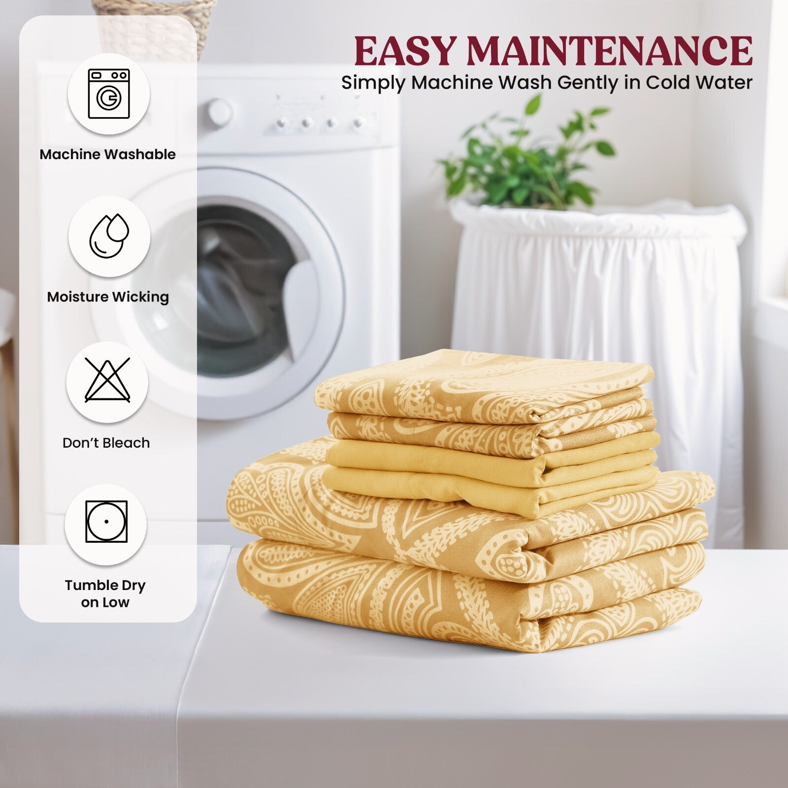 Luxury 1800 Series Microfiber Bed Sheet Set – 6 Piece Deep Pocket Paisley