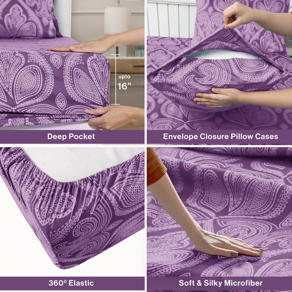 Luxury 1800 Series Microfiber Bed Sheet Set – 6 Piece Deep Pocket Paisley