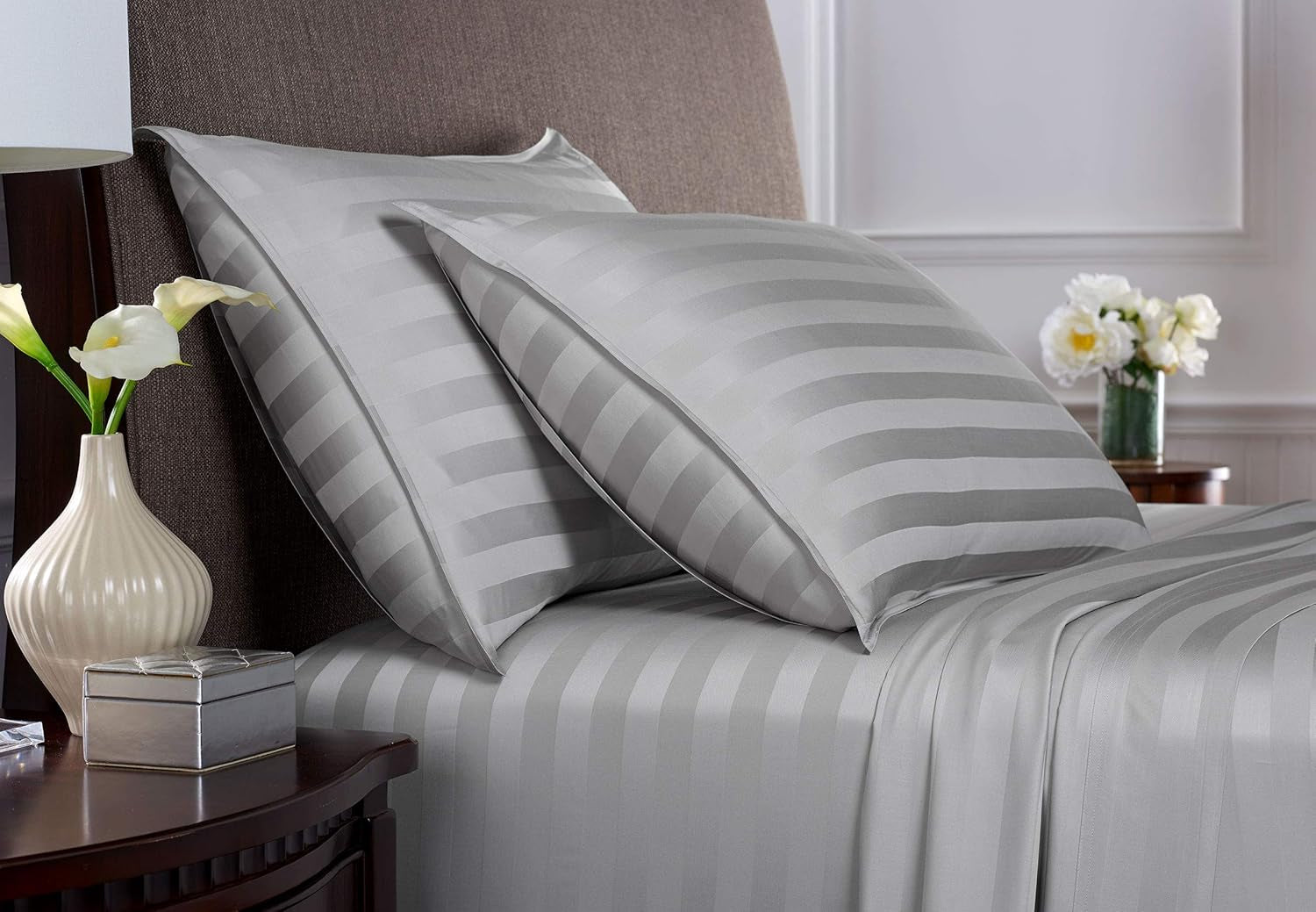 Organic Bamboo Bed Sheet Set – California King, 4 Piece, Soft & Breathable, Silver