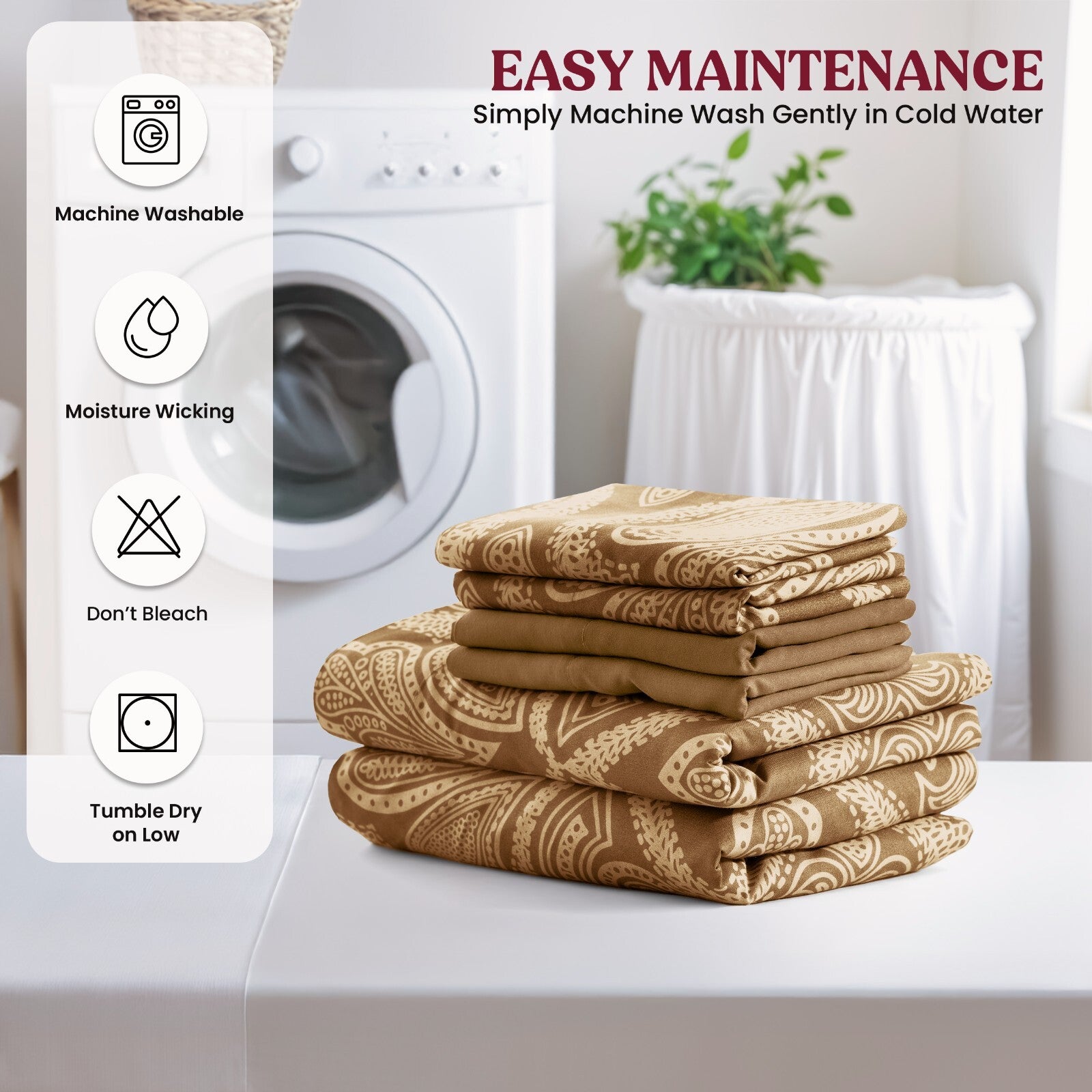 Luxury 1800 Series Microfiber Bed Sheet Set – 6 Piece Deep Pocket Paisley