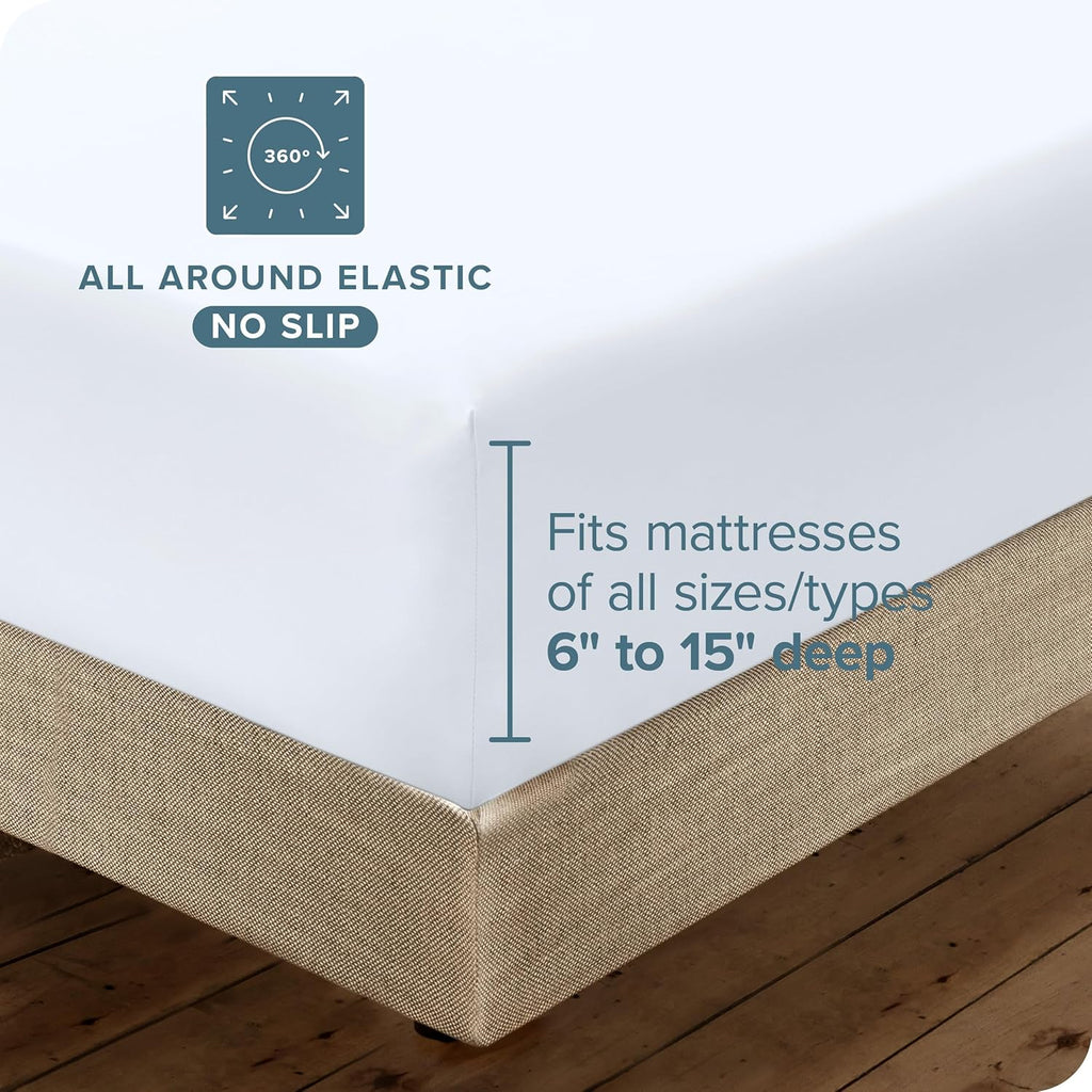 Twin XL 4-Piece Bed Sheet Set – Hotel-Quality, Deep Pocket, Soft & Breathable, Whit