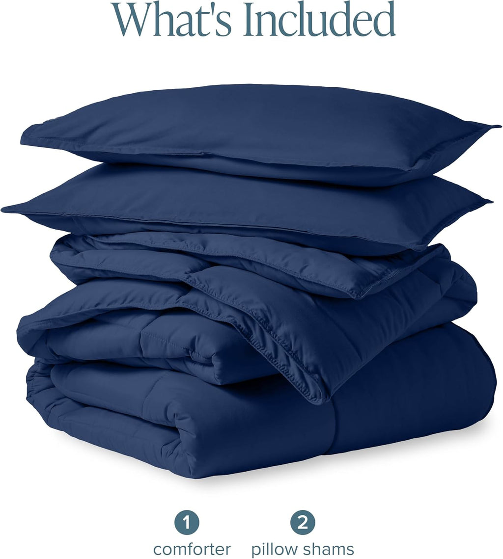 Queen Comforter Set – Ultra-Soft Goose Down Alternative, 1800 Series, All-Season Warmth, Dark Blue