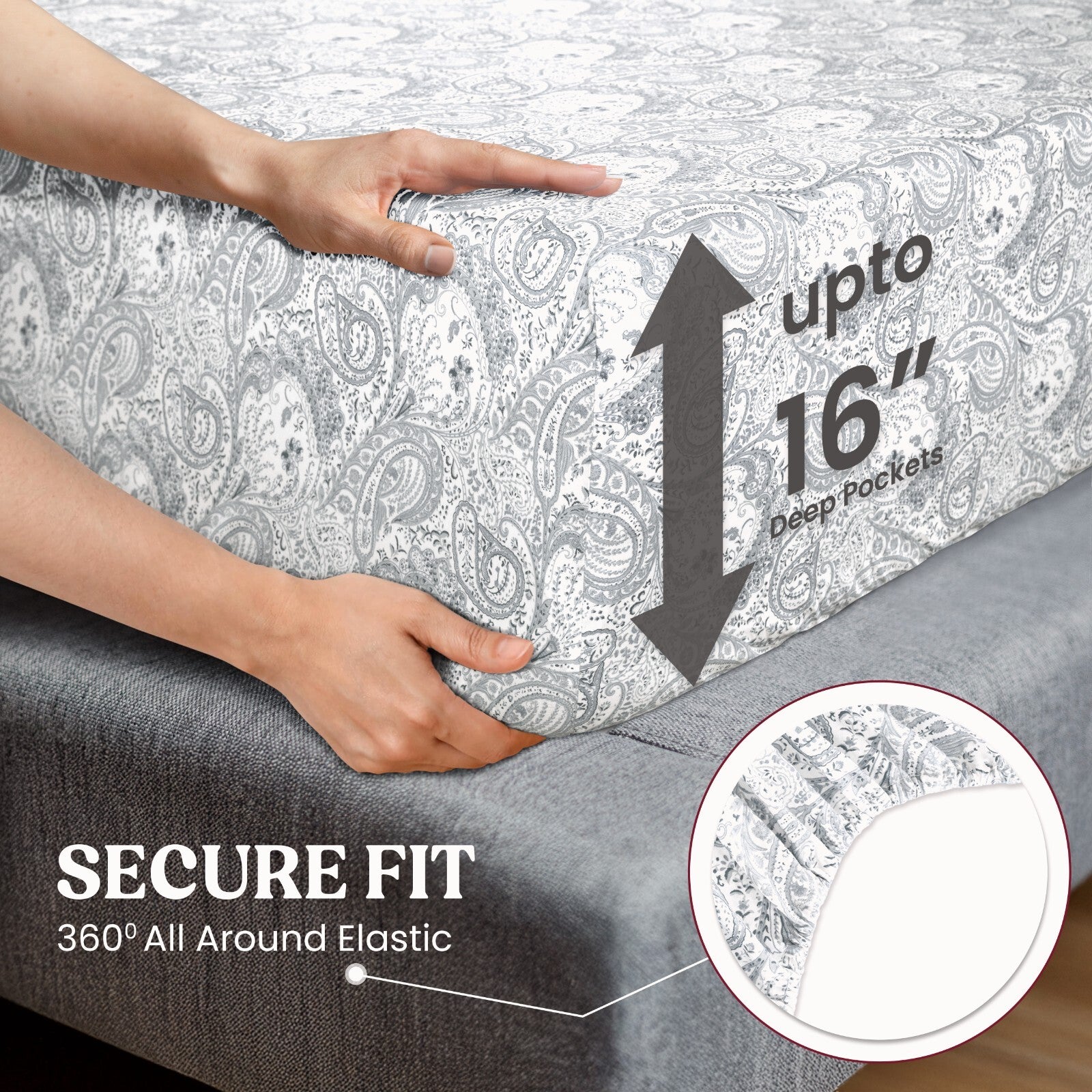 Luxury 1800 Series Microfiber Bed Sheet Set – 6 Piece Deep Pocket Paisley