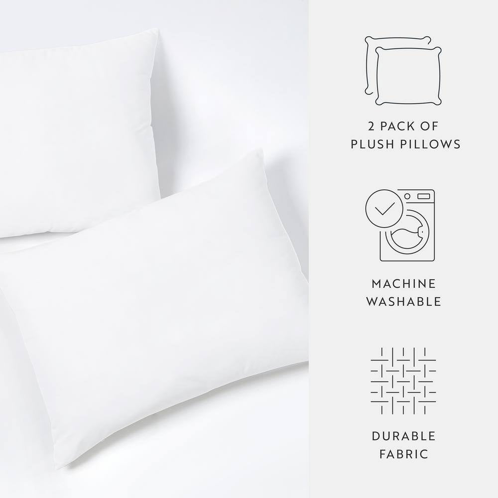 2-Pack Hypoallergenic Plush Bed Pillows – Soft Polyester Microfiber, Machine Washable