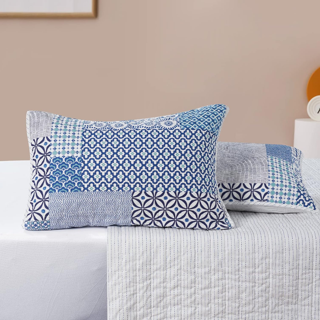 100% Cotton Patchwork Quilt Set – Ultra Soft, Reversible, Lightweight, All-Season