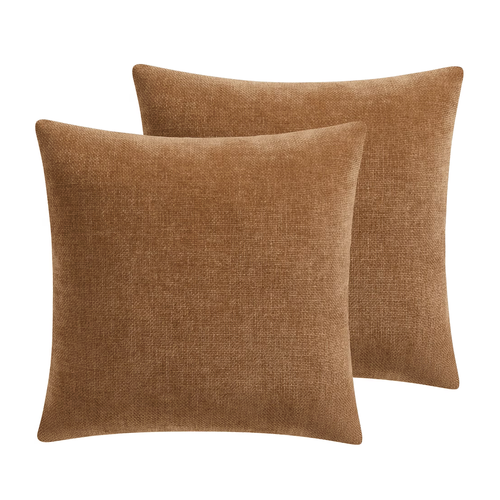 18" x 18" Solid Chenille Decorative Pillow Set – 2-Pack, Soft & Cozy Throw Pillows