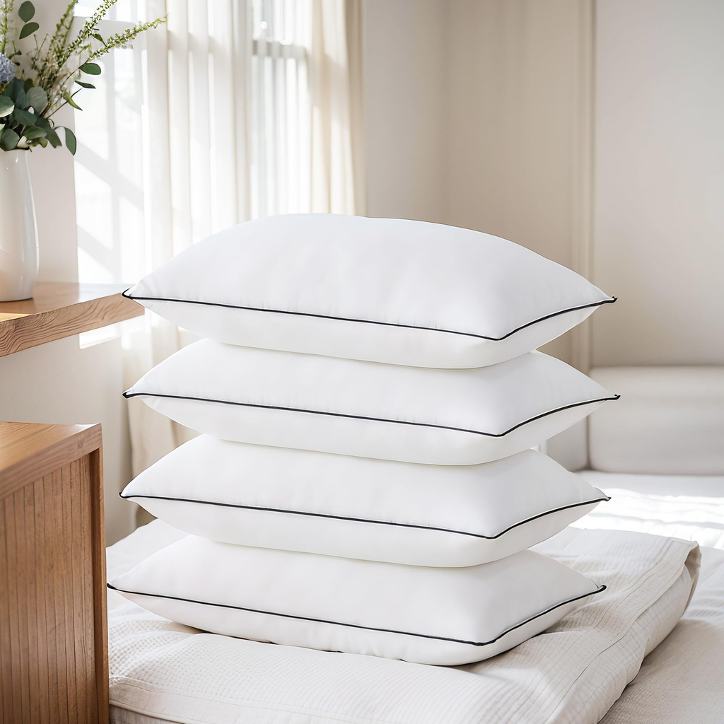 4-Pack Fluffy King Size Hotel-Style Pillows – Soft & Supportive Down-Alternative, 20"x36"