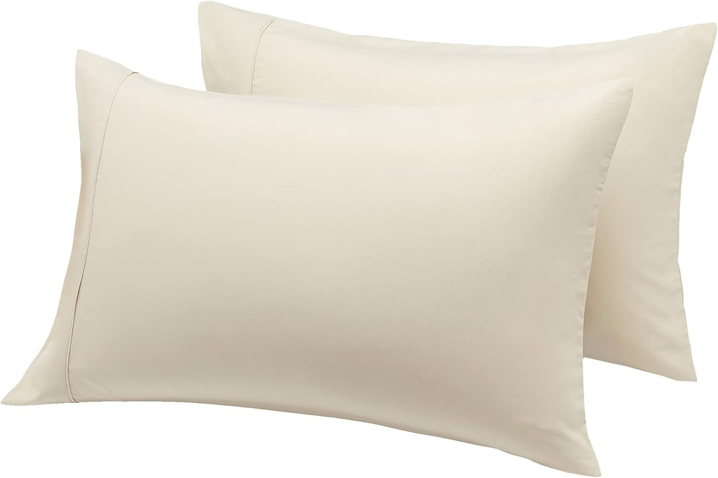 Set of 2 Standard Microfiber Pillowcases – Super Soft, Lightweight, Easy-Care, Beige (20" x 30") – Pillows Not Included