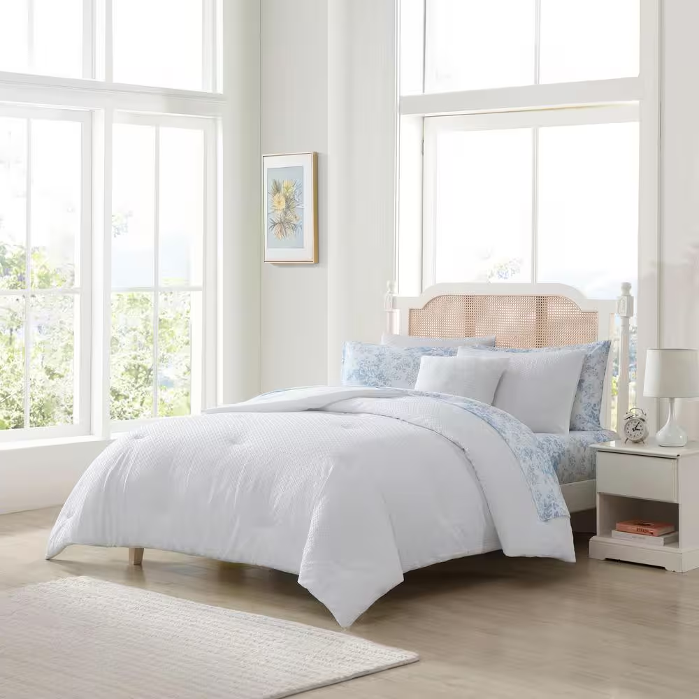 6-Piece Twin Bed-in-a-Bag Comforter Set – Margaret White Microfiber, Includes Sheets & Pillow Shams