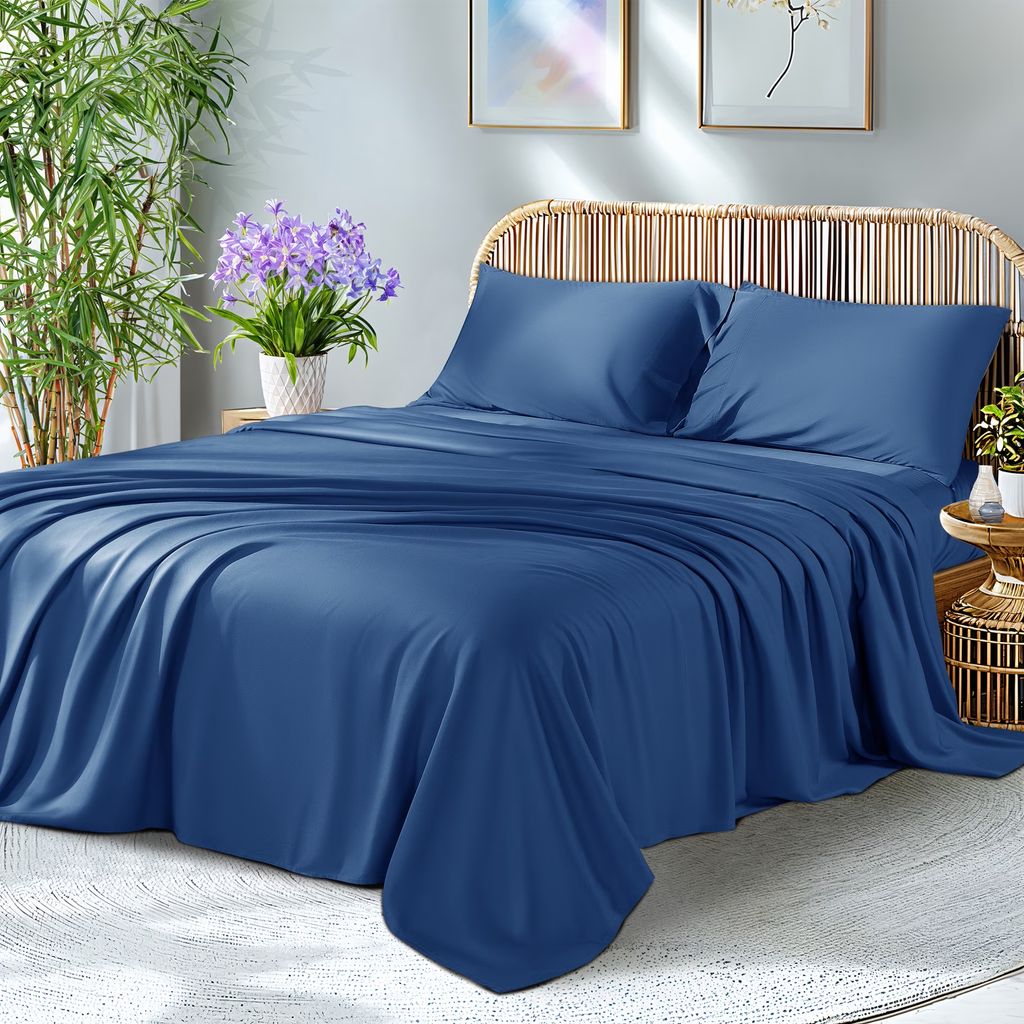 100% Organic Bamboo Bed Sheet Set – Soft, Cooling & Luxurious, Deep Pocket Fitted Sheets