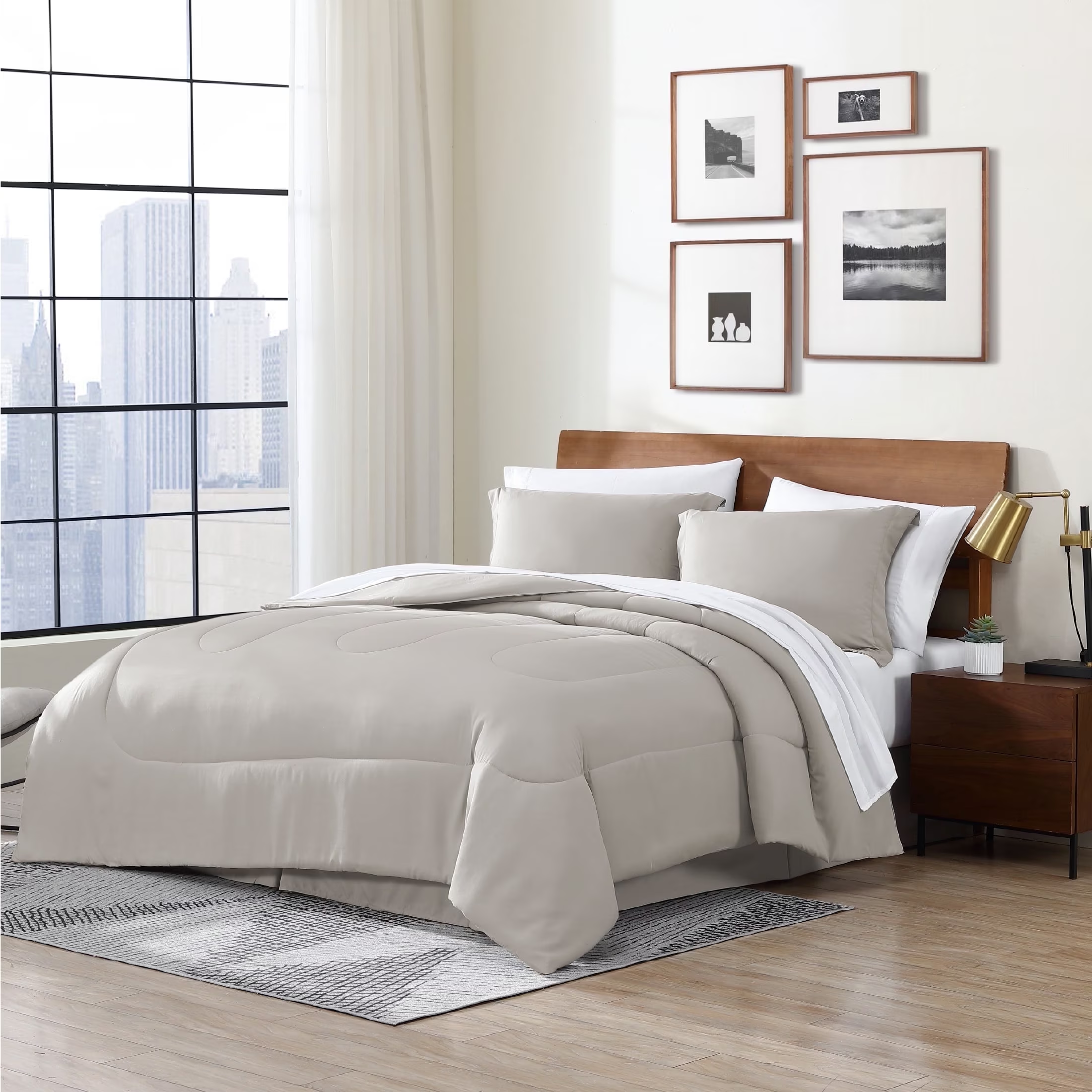 8-Piece King Bed-in-a-Bag Comforter Set – Modern Taupe Complete Bedding Set, Includes Sheets & Pillow Shams