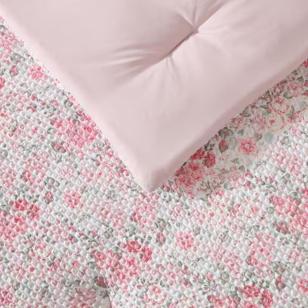 8-Piece Full Bed-in-a-Bag Comforter Set – Quartet Pink & Green Microfiber, Includes Sheets & Shams