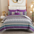 8-Piece Queen Bed-in-a-Bag Comforter Set – Boho Striped Purple, Includes Sheets & Shams