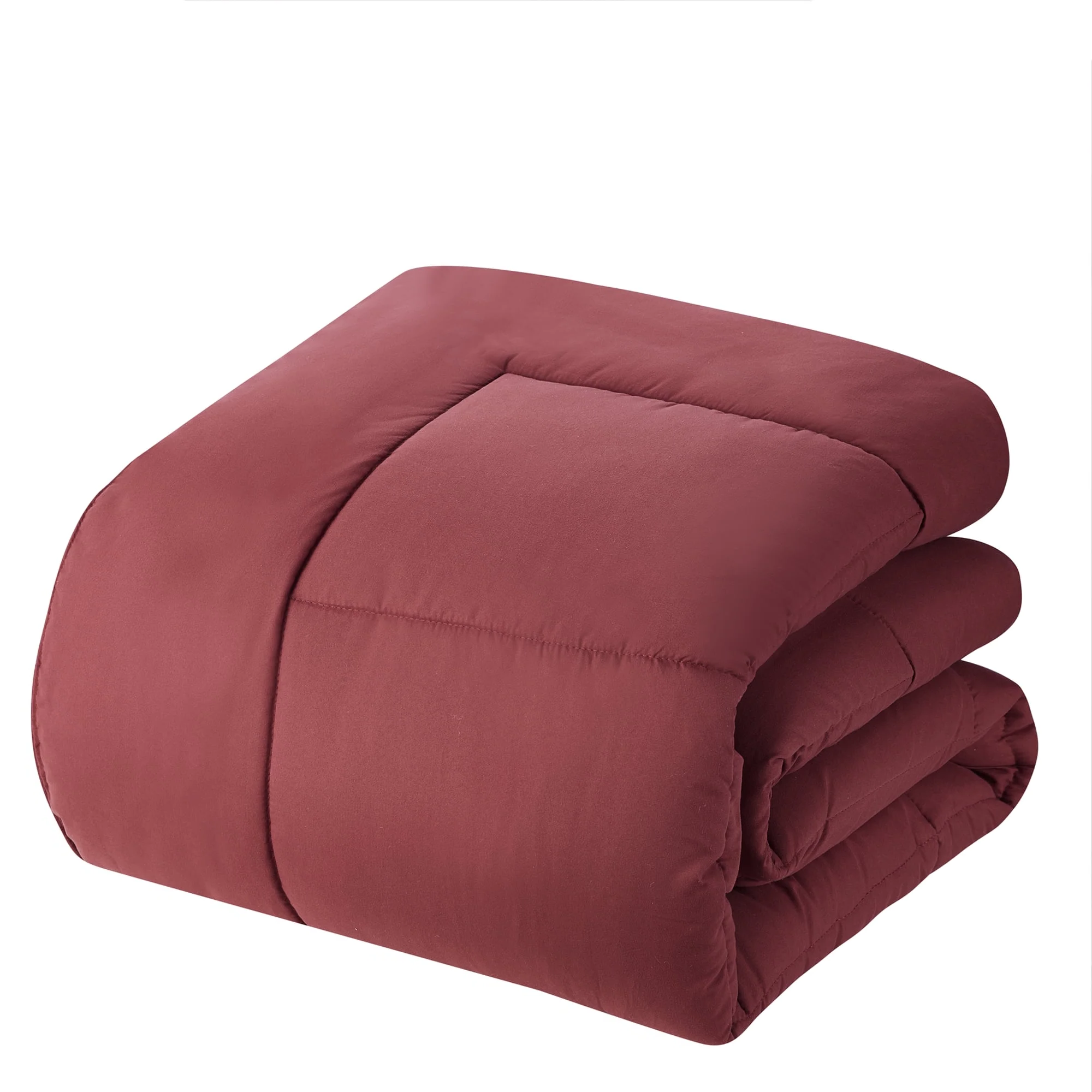 7-Piece King Bed-in-a-Bag Comforter Set – Luxury Burgundy Down Alternative, Includes Sheets & Shams