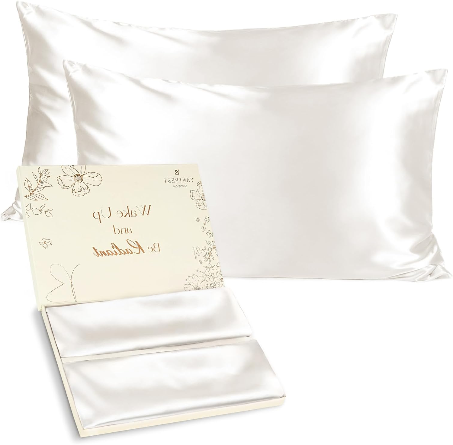 Set of 2 Queen Satin Pillowcases – 20" x 30", Zipper Closure, Hair & Skin Friendly, Luxurious Silk-Feel, Gift-Ready Packaging