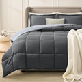 Twin Comforter Set – Reversible Grey & Light Gray, Soft Lightweight Down Alternative, All-Season 2-Piece