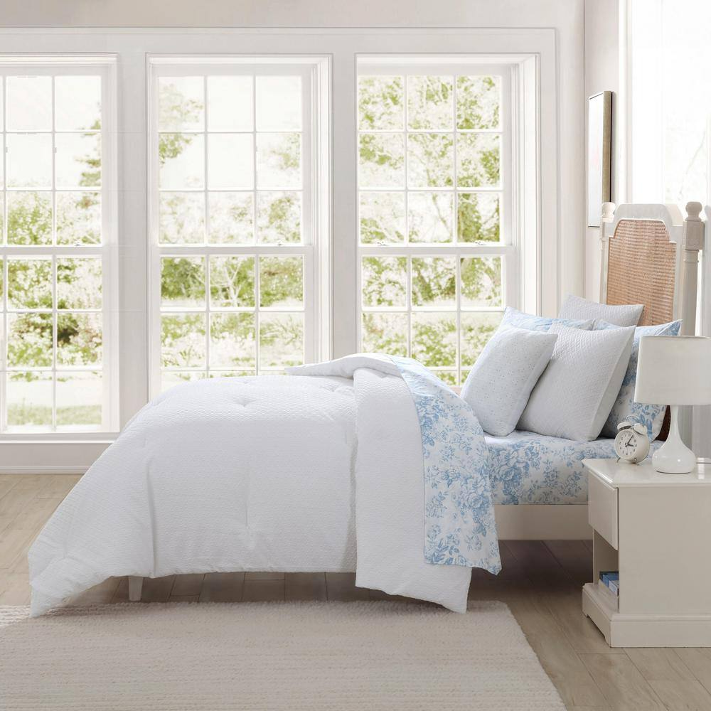 6-Piece Twin Bed-in-a-Bag Comforter Set – Margaret White Microfiber, Includes Sheets & Pillow Shams