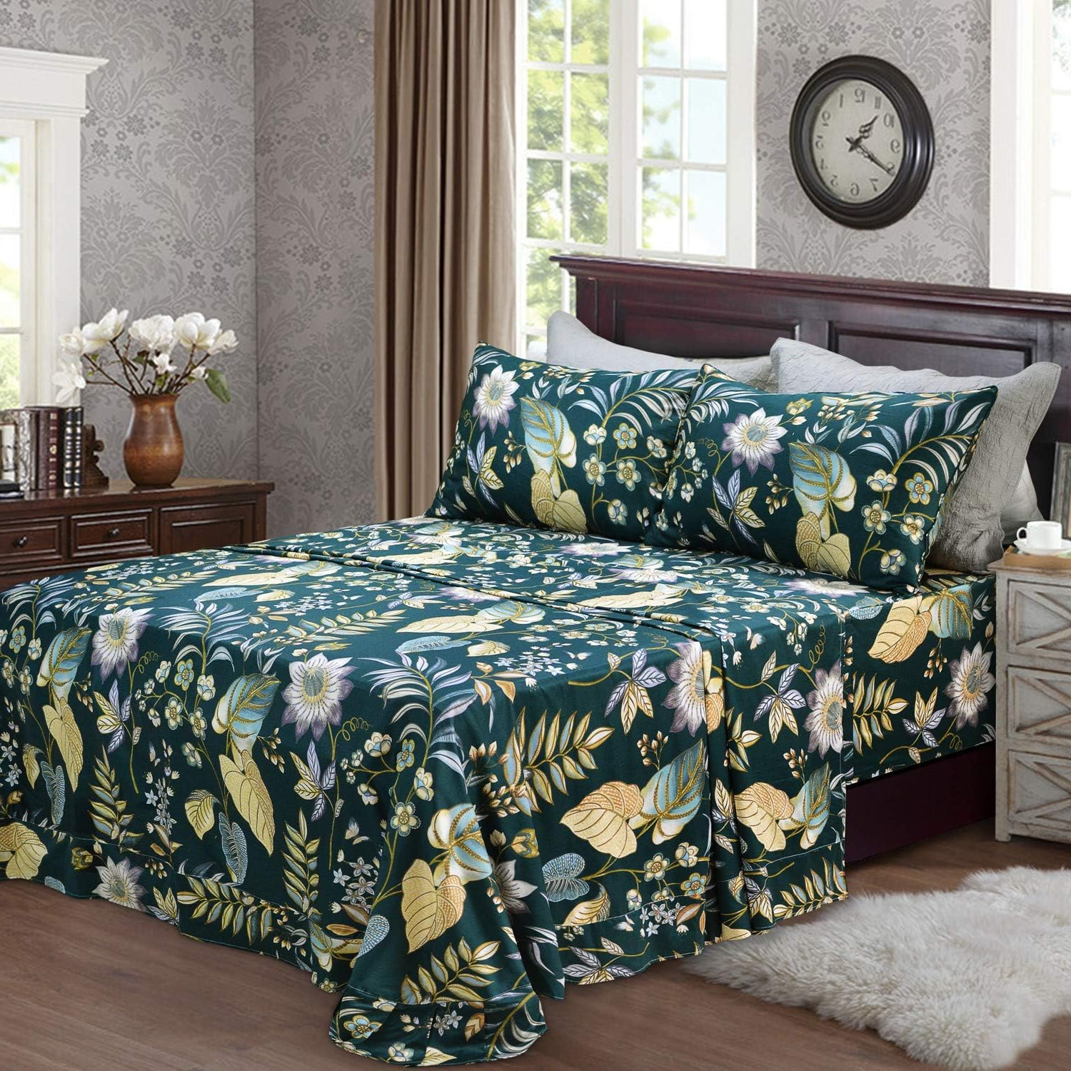 4-Piece Queen Sheet Set – 100% Egyptian Cotton, Deep Pocket, Soft & Durable