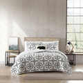 King Quilt Set – Reversible Cotton Bedding with Matching Shams, Luxurious Arrowhead Charcoal Design