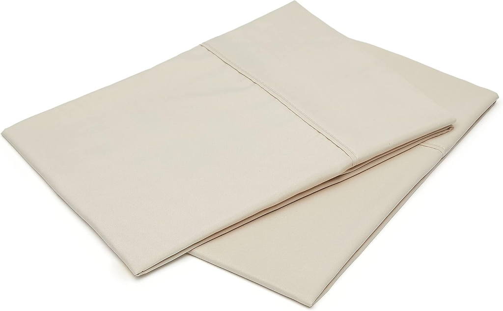 Set of 2 Standard Microfiber Pillowcases – Super Soft, Lightweight, Easy-Care, Beige (20" x 30") – Pillows Not Included