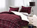 King/Cal King 3-Piece Reversible Plaid Comforter Set – Micromink Sherpa, Down Alternative, Burgundy