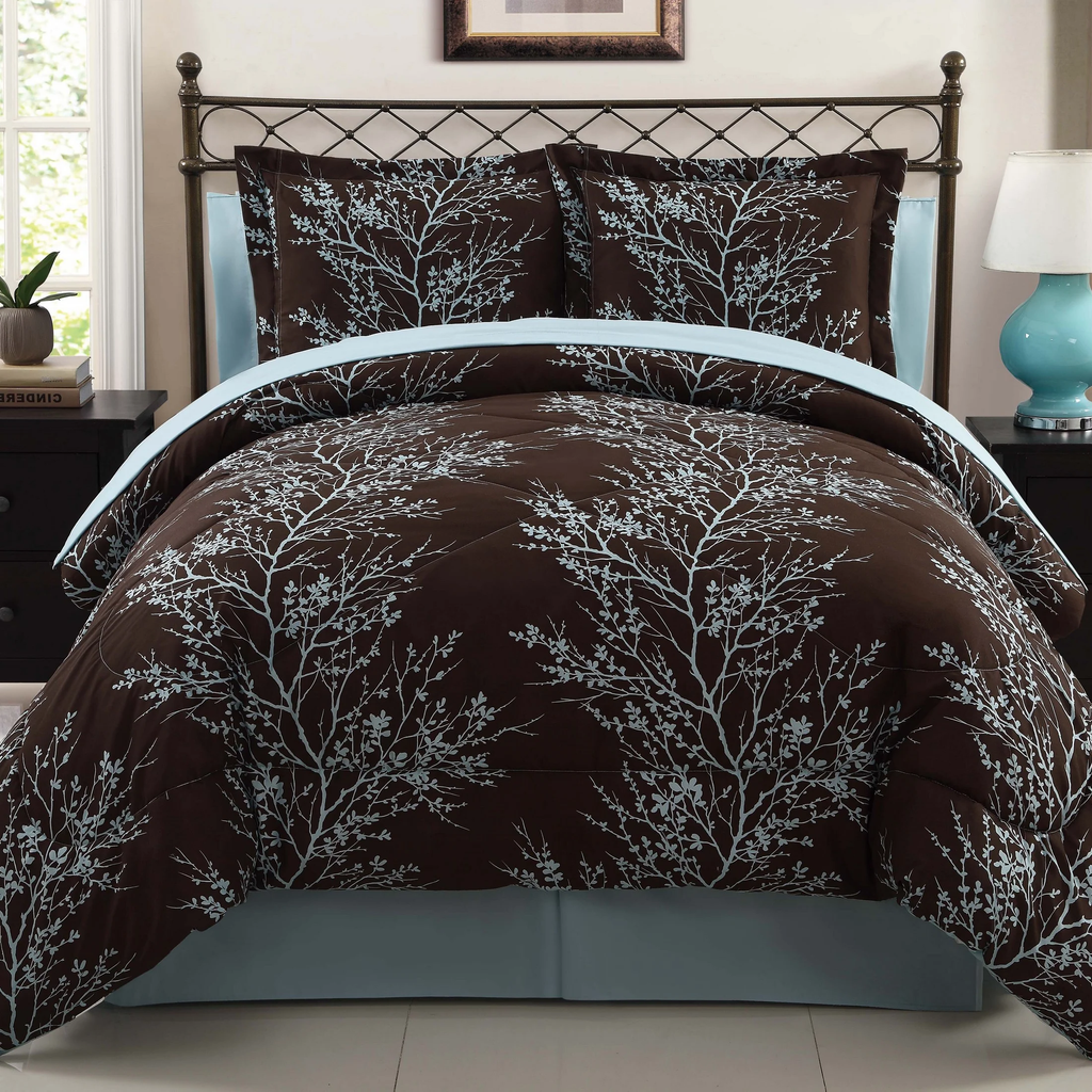 King 8-Piece Reversible Bed-in-a-Bag – Leaf Print, Adult & Unisex