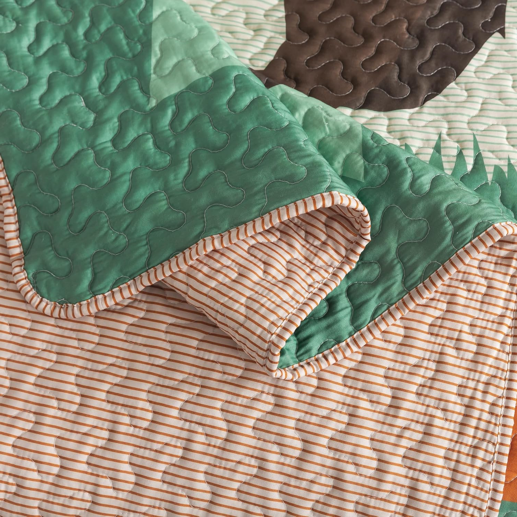 Rustic Cabin Bear King Quilt Set – Nature Lodge Bedding (2 Shams)