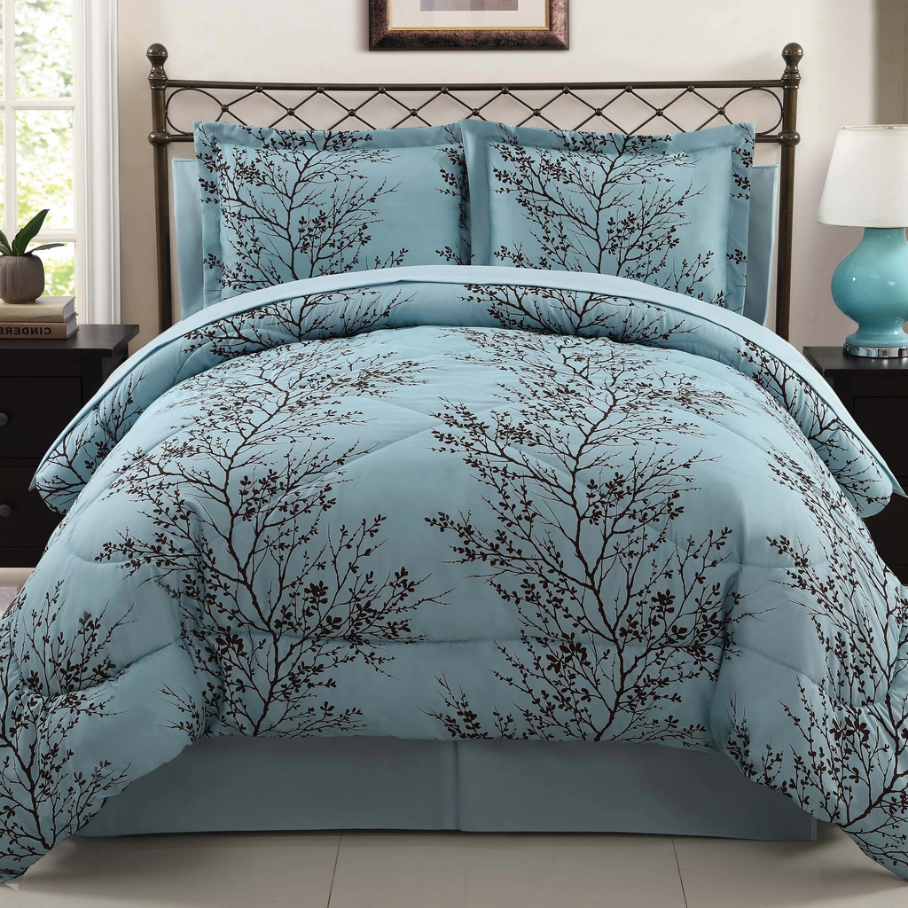 King 8-Piece Reversible Bed-in-a-Bag – Leaf Print, Adult & Unisex