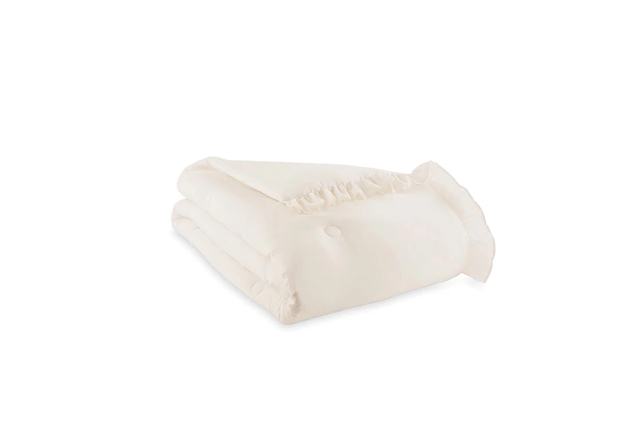 11-Piece Queen Bed-in-a-Bag Comforter Set – Cream Ruffle, Includes Sheets, Shams & Decorative Pillow