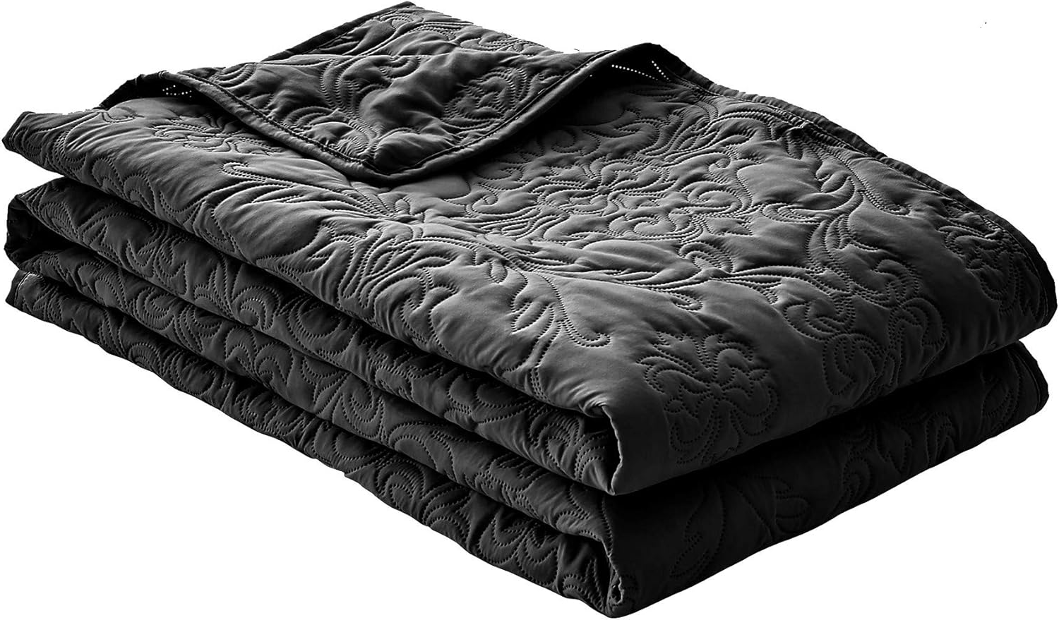 3-Piece Queen Quilt Set – Black Lightweight Microfiber Bedding