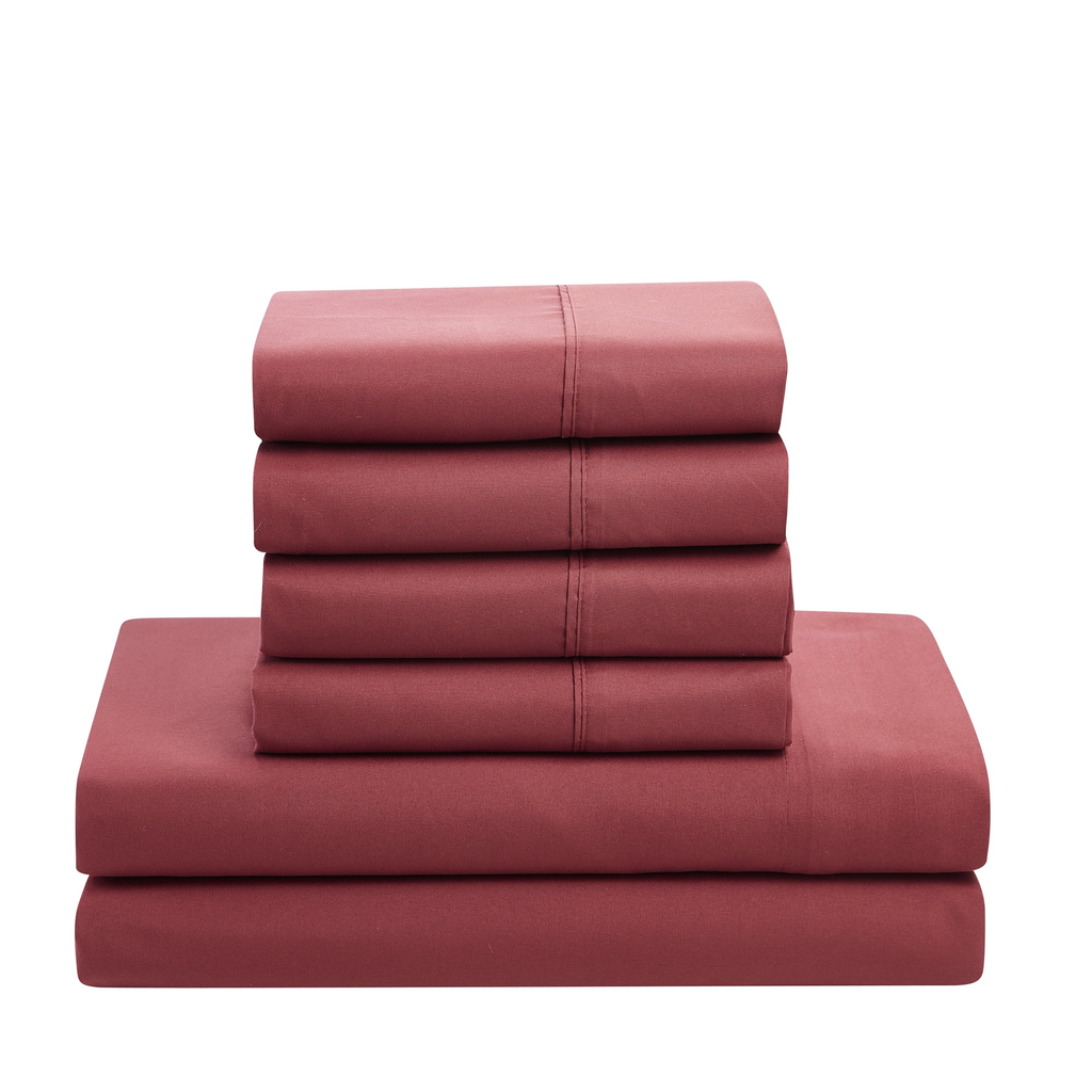 7-Piece King Bed-in-a-Bag Comforter Set – Luxury Burgundy Down Alternative, Includes Sheets & Shams