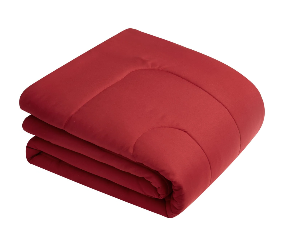 7-Piece Reversible Bed-in-a-Bag Comforter Set – Red, Full, Includes Sheets & Shams