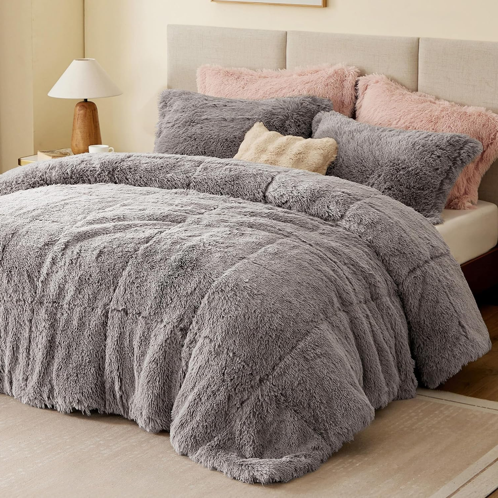 Shaggy Faux Fur Comforter Set – King/Cal King, 3-Piece Ultra Cozy Bedding
