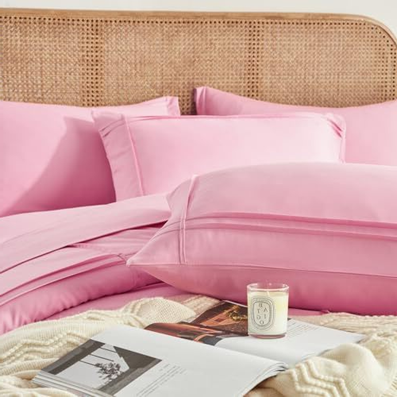 7-Piece Queen Bed-in-a-Bag Comforter Set – Grid Pinch Design, Includes Sheets & Shams