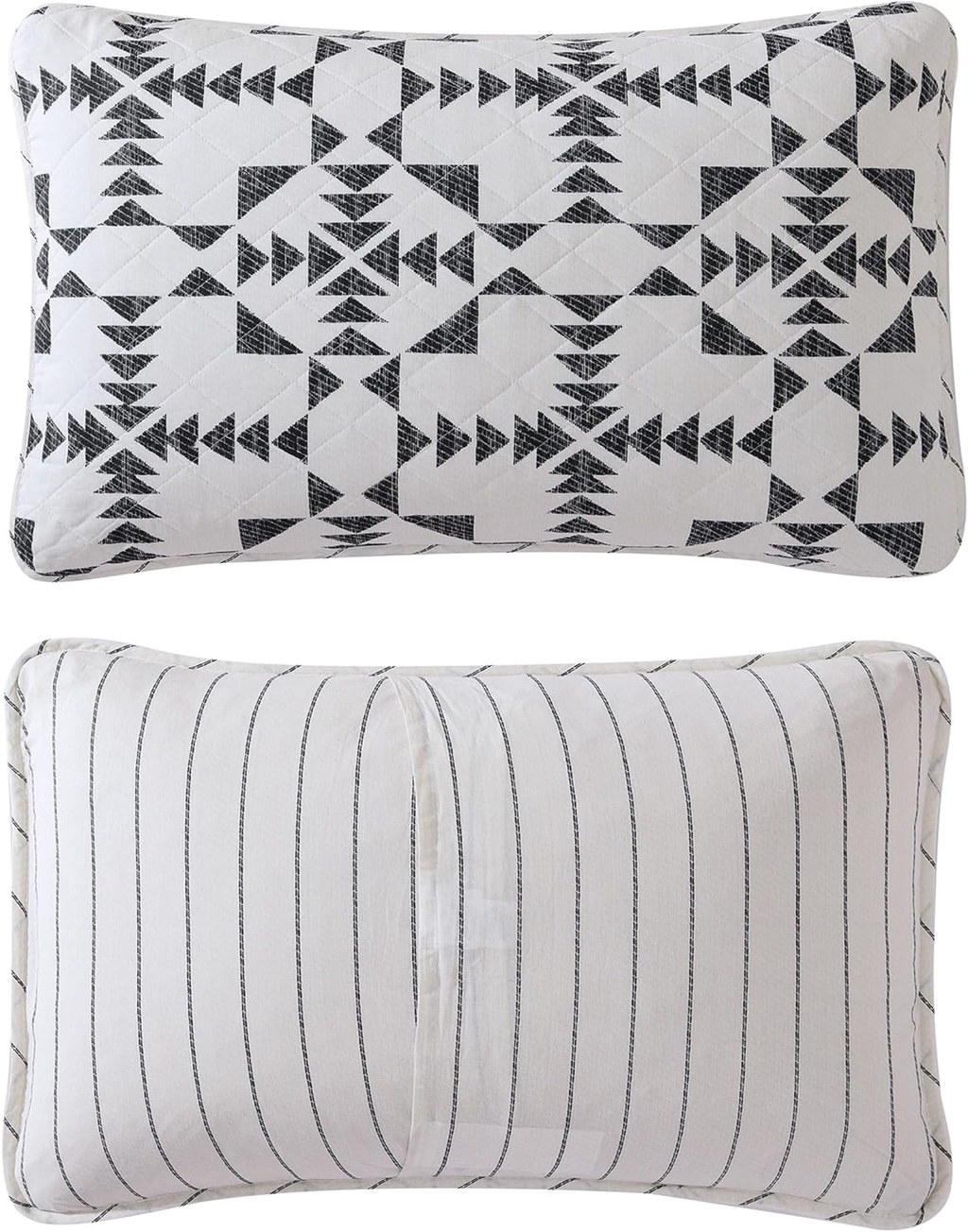 King Quilt Set – Reversible Cotton Bedding with Matching Shams, Luxurious Arrowhead Charcoal Design