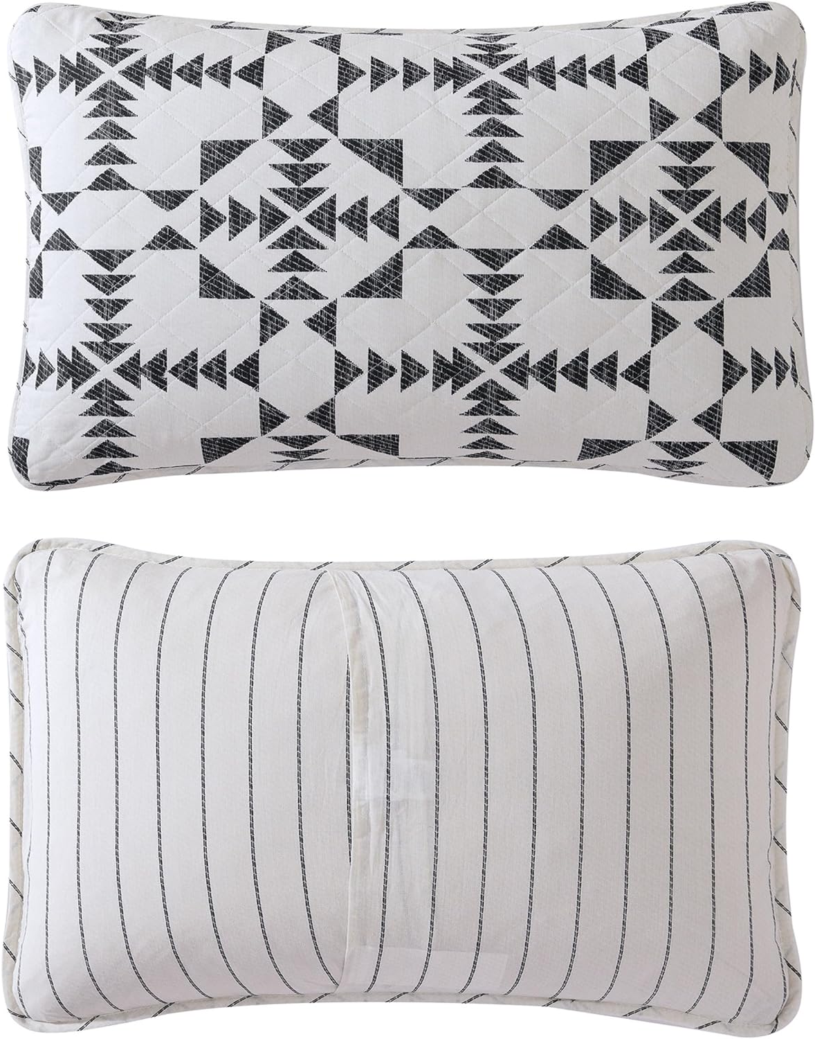 King Quilt Set – Reversible Cotton Bedding with Matching Shams, Luxurious Arrowhead Charcoal Design