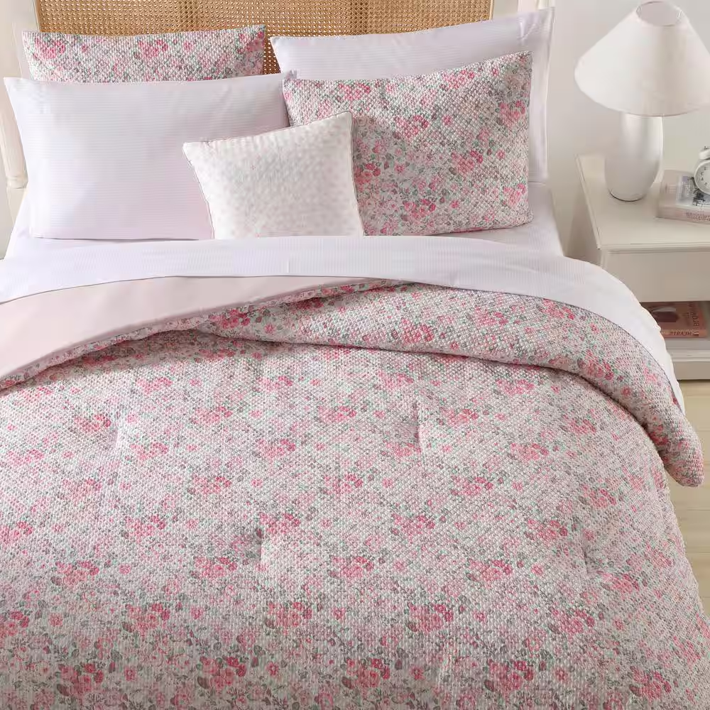 8-Piece Full Bed-in-a-Bag Comforter Set – Quartet Pink & Green Microfiber, Includes Sheets & Shams